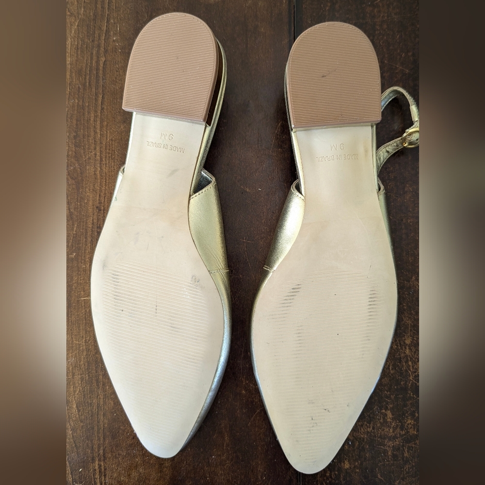 Lily Pulitzer Metallic Gold Slingback Flats Women's 9 - Picture 3 of 7